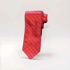 Dolcepunta Necktie Mens Red Silk Patterned Handmade Italy Formal Quiet Luxury